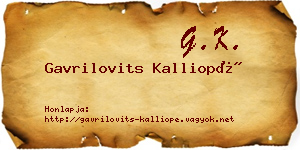 Gavrilovits Kalliopé névjegykártya